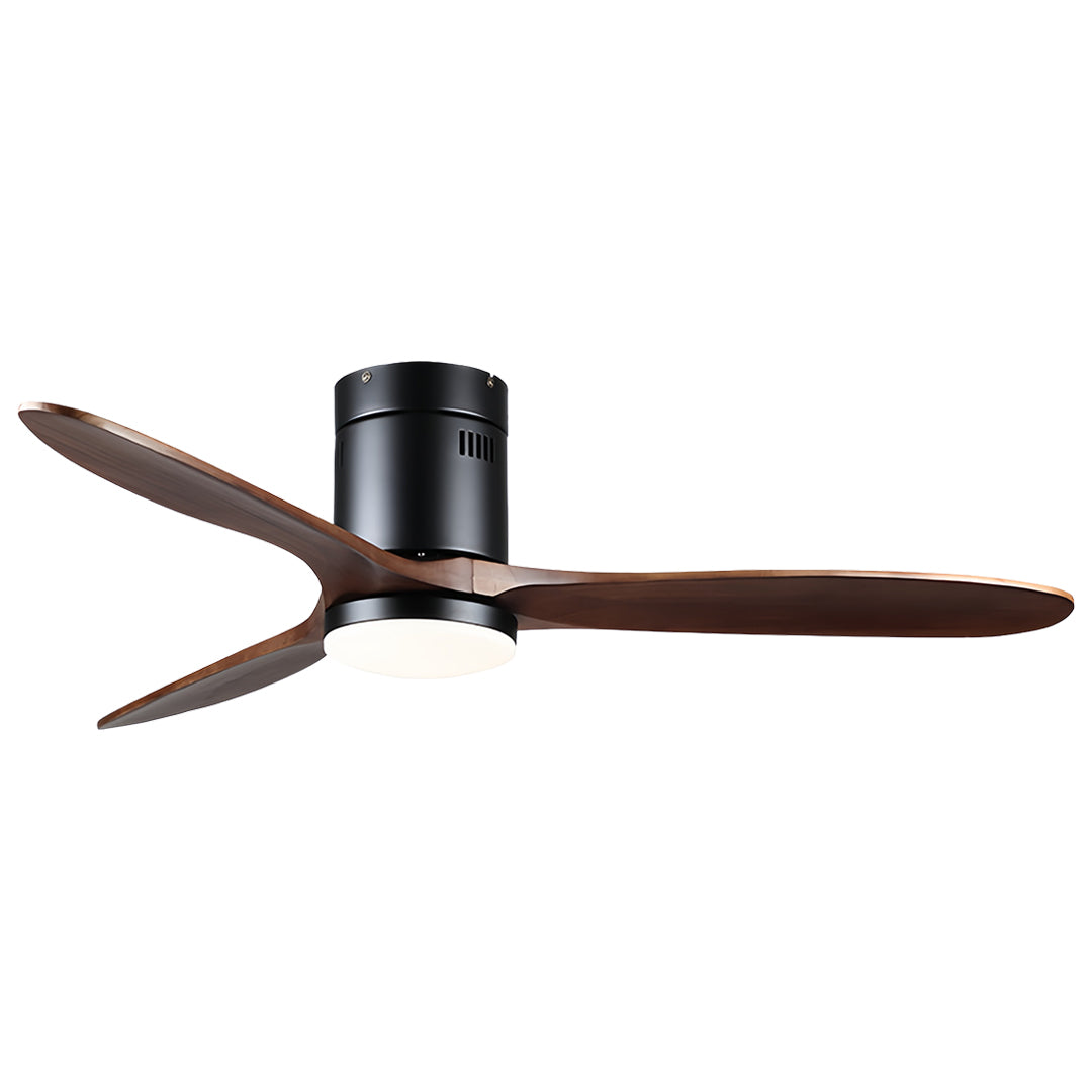 Aria Wooden Ceiling Fan with Integrated LED Light – Modern Flush Mount Fandelier