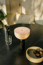 Lunara Marble Table Lamp with Opaline Glass Shade