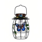 Artisan Iron Solar Butterfly Lantern for Garden & Patio