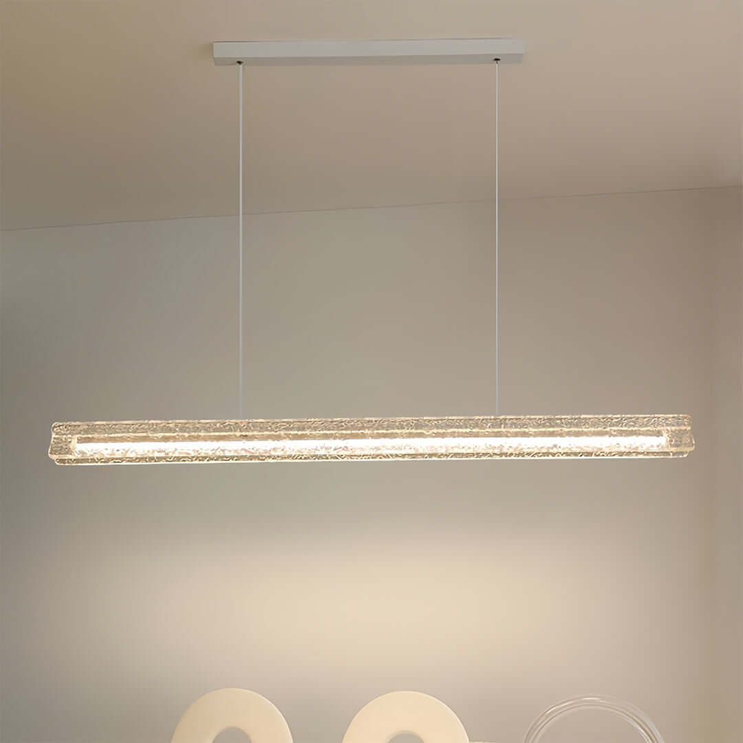 Modern White Linear Pendant Light with Frosted Acrylic Shade for Kitchen Island and Dining Room