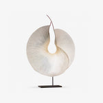Sculptural Pleated Paper Table Lamp with Hand-Painted Accent
