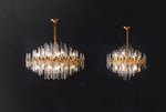 Brass Chandelier with Clear Glass Rods Shade