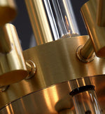 Brass Chandelier with Clear Glass Rods Shade