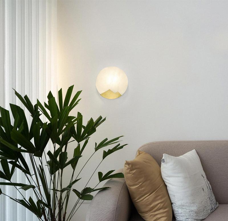 Alabaster Brass Wall Light