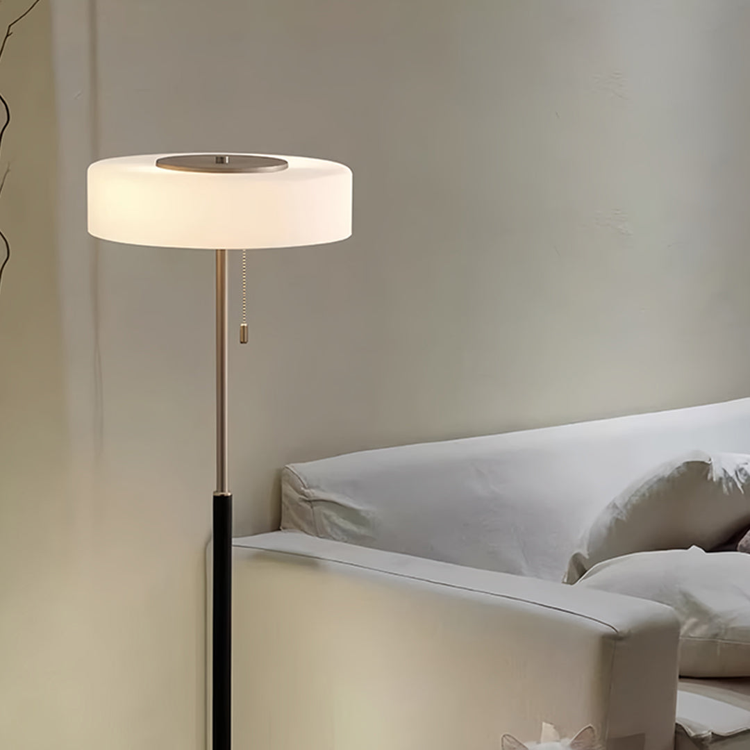 Lumière Drum Floor Lamp – LED Standing Light with Frosted Glass Shade