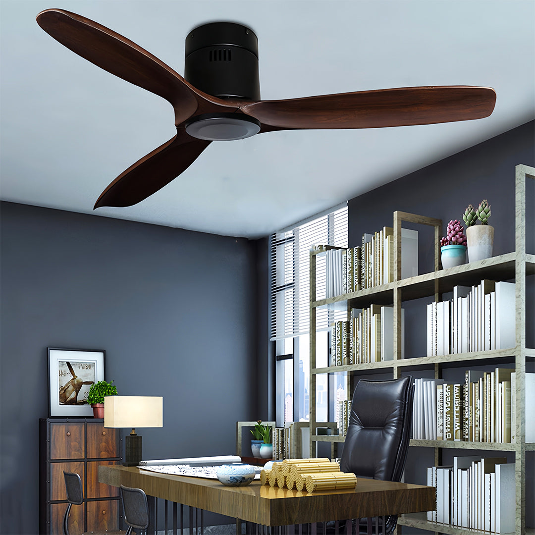 Modern Wood Ceiling Fan with LED Light – 3-Blade Fandelier for Living Spaces
