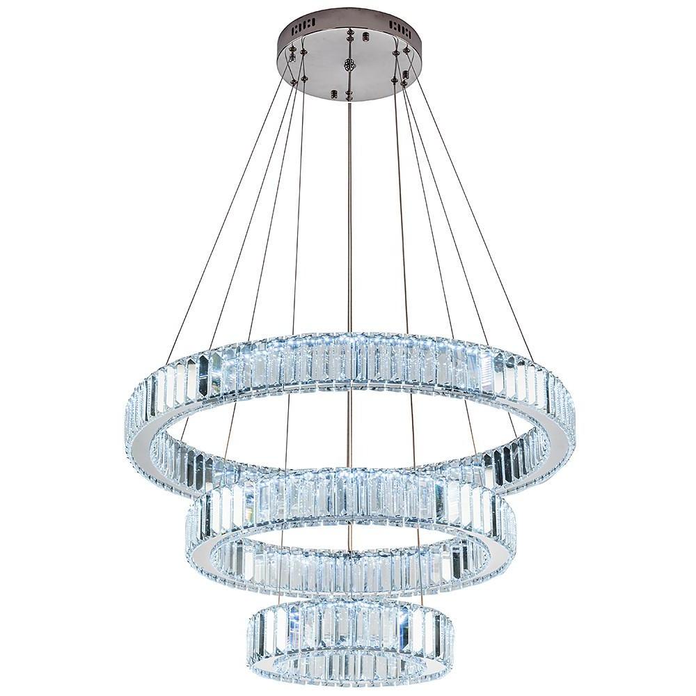 Chrome Crystal 3 Tier Pendant Light Modern Chandelier