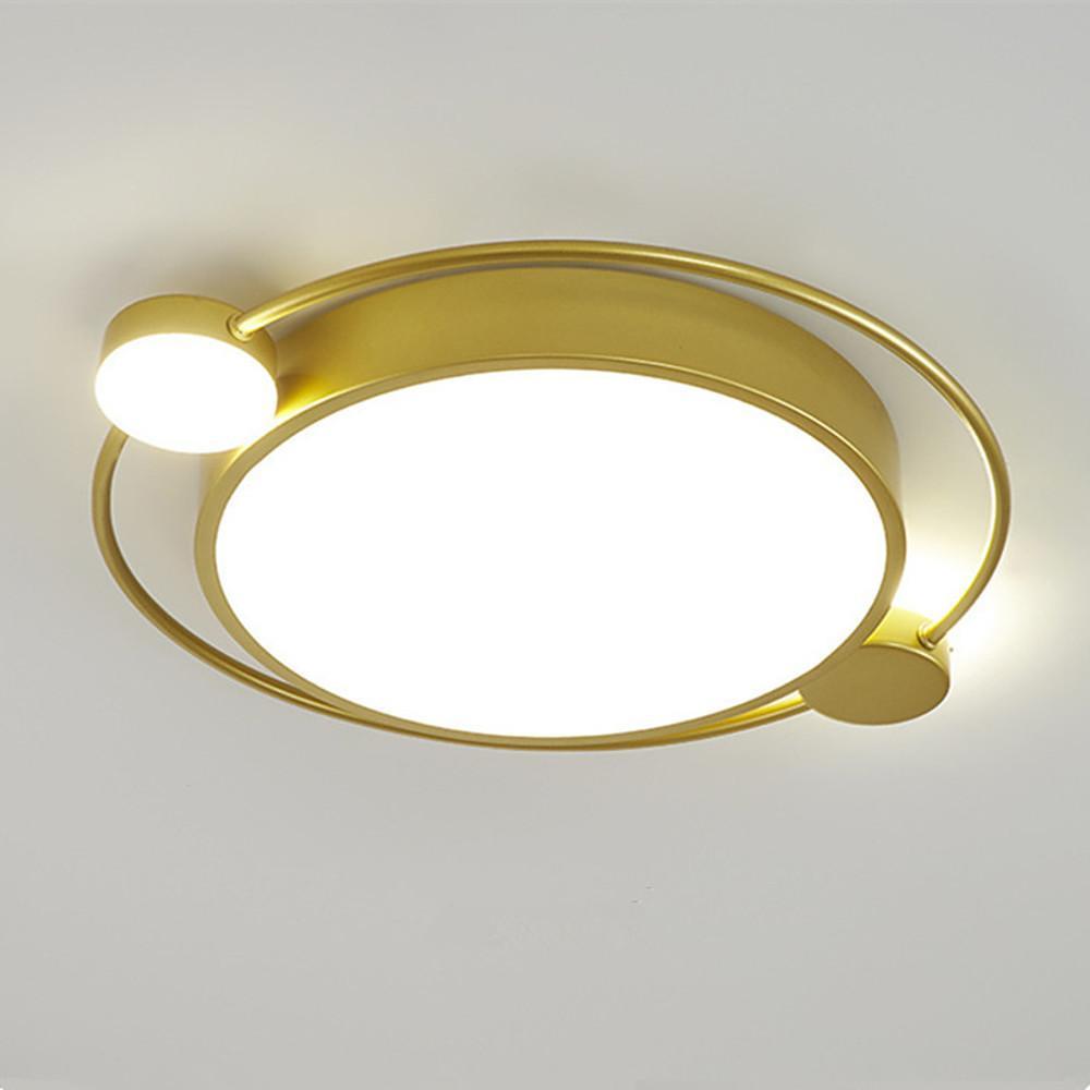 Modern Flush Mount Ceiling Light Dual Round Light Design In Gold And Black Finishes