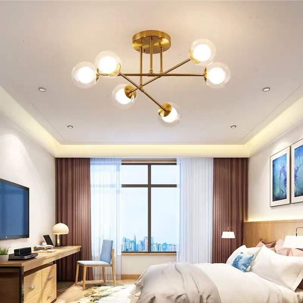 Aurelia Six-Light Sputnik Chandelier in Glass and Metal