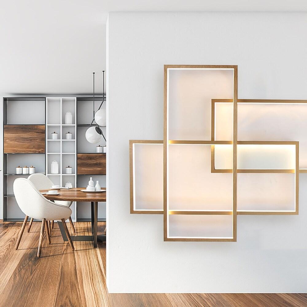 Overlapping Rectangles Aluminum Geometric Style Flush Mount Lighting Led Ceiling Light