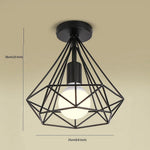 1 Light Mini Metal Geometric Caged Led Retro Flush Mount Lighting Ceiling Lights