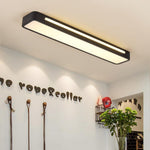 Modern Rectangular LED Flush Mount Ceiling Light in Black or White