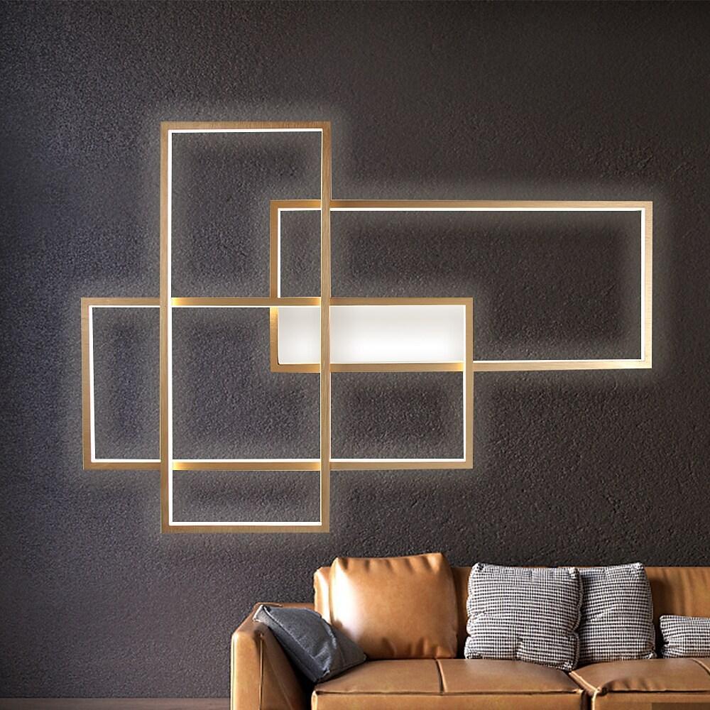 Overlapping Rectangles Aluminum Geometric Style Flush Mount Lighting Led Ceiling Light