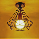 1 Light Mini Metal Geometric Caged Led Retro Flush Mount Lighting Ceiling Lights