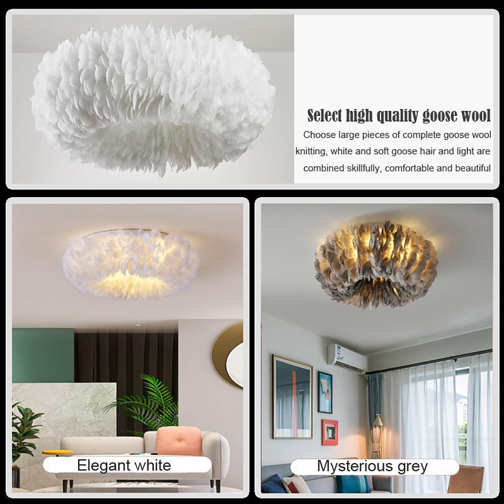 Aurelia Round Feather LED Flush Mount Ceiling Light – Nordic-Inspired Ambient Illumination