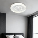 Aura White LED Ceiling Fan with Dimmable Light – Modern Flush Mount