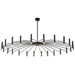 Ligmodern 24 Light Streamlined Round Chandelier 24 Led Bulbs 63 Dia Adjustable Height Black Finish