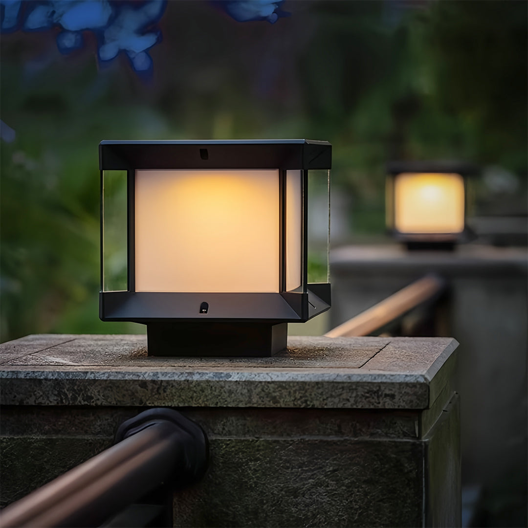 Modern Minimalist Outdoor Pillar Light in Sand Black Aluminum