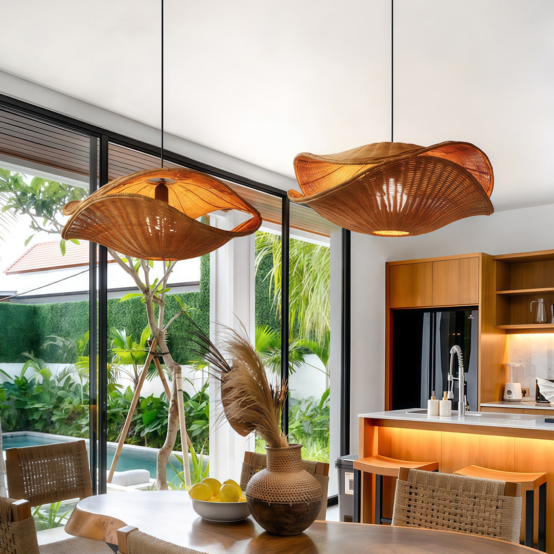 Handwoven Rattan Pendant Light with Wabi-Sabi Charm for Modern Interiors