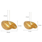 Rattan Wave Pendant Light – Handwoven Bamboo LED Ceiling Lamp