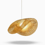 Rattan Wave Pendant Light – Handwoven Bamboo LED Ceiling Lamp