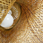 Rattan Wave Pendant Light – Handwoven Bamboo LED Ceiling Lamp