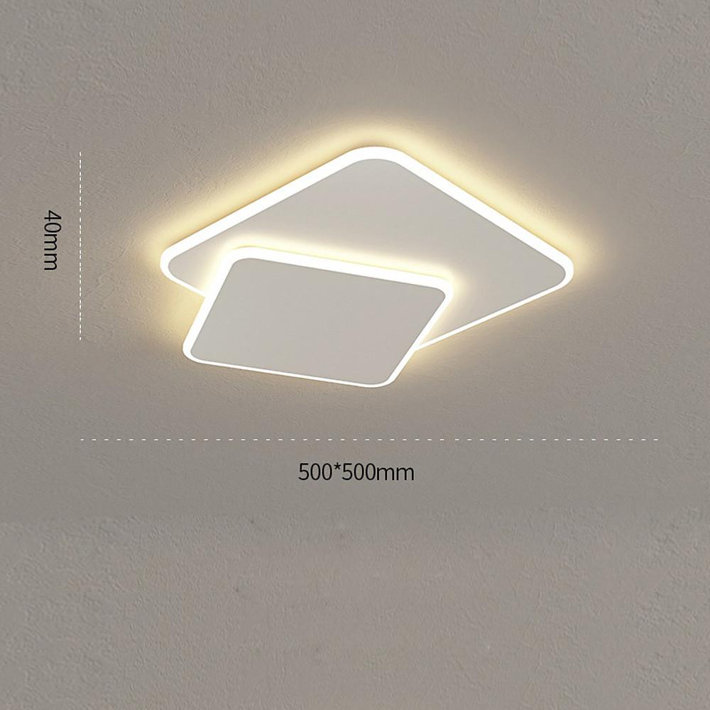 2 Light White Square Led Flush Mount Ceiling Light For Bedroom