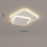 2 Light White Square Led Flush Mount Ceiling Light For Bedroom