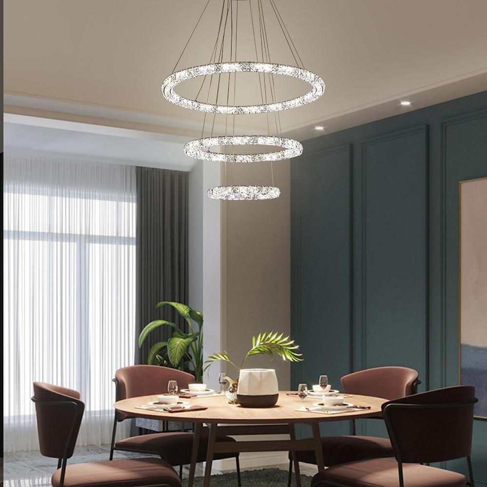 3 4 Light Led Tiered Chandelier Led Crystal Ring Hanging Pendant Light
