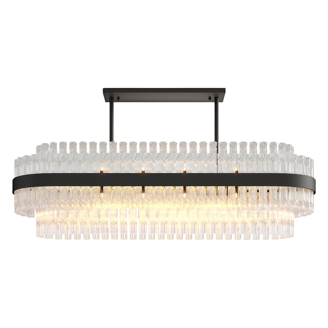 Full Copper Modern Chandelier with Clear Glass Shade for Dining Room and Living Room