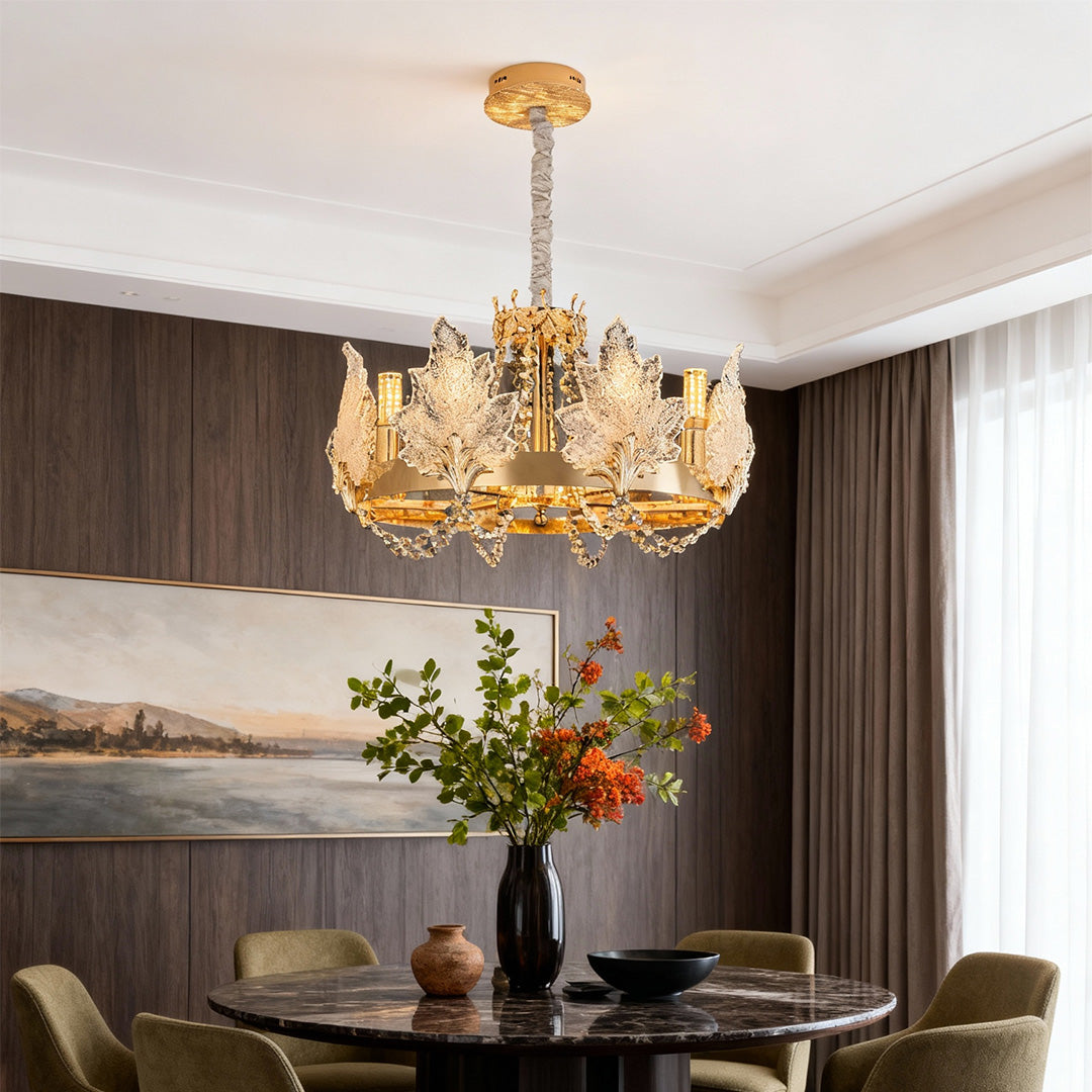 French Crystal Chandelier in Champagne Gold for Elegant Interiors