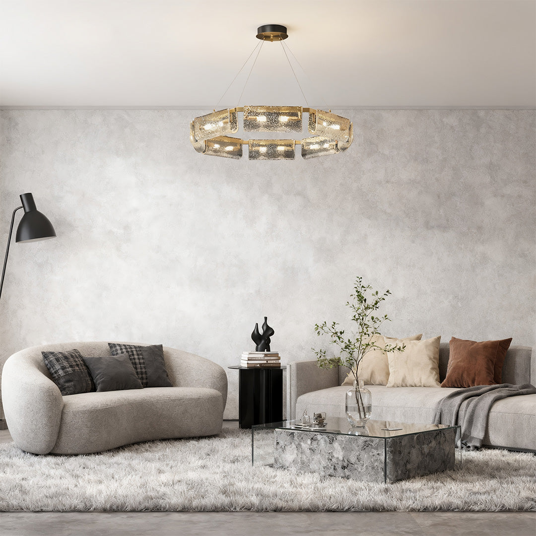 Italian Brass Rectangular Glass Chandelier, 6-10 Lights, Modern Luxury Ceiling Pendant