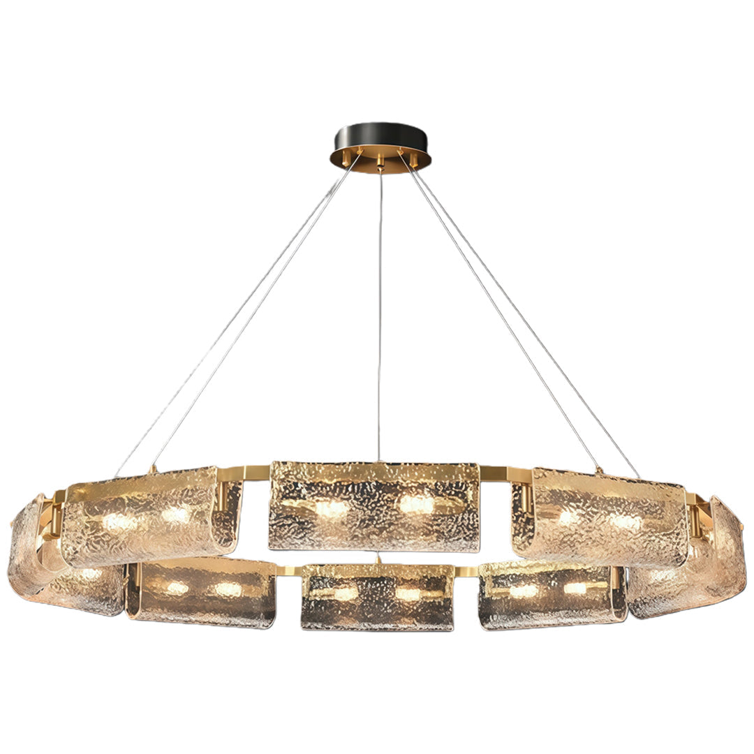 Italian Brass Rectangular Glass Chandelier, 6-10 Lights, Modern Luxury Ceiling Pendant