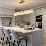 Linear Glass LED Chandelier in Gold Finish for Modern Interiors