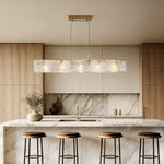 Linear Glass LED Chandelier in Gold Finish for Modern Interiors