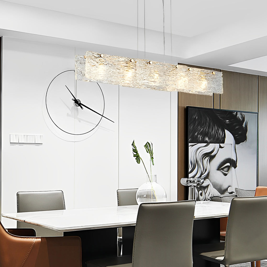 Linear Glass LED Chandelier in Gold Finish for Modern Interiors