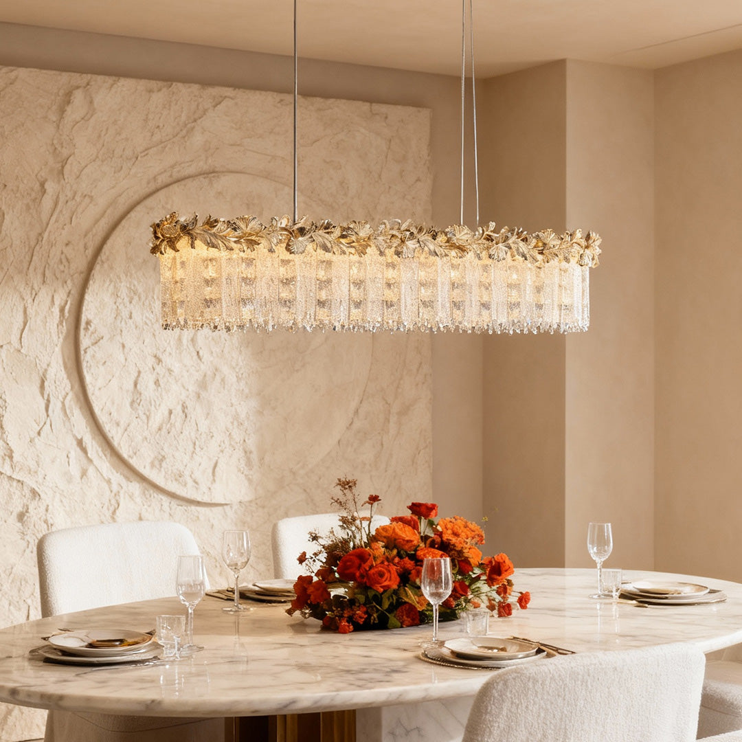 French Minimalist Crystal Chandelier in Champagne Gold Finish