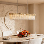 French Minimalist Crystal Chandelier in Champagne Gold Finish