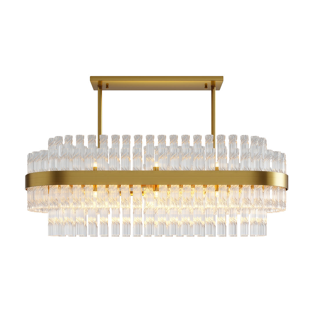 Full Copper Modern Chandelier with Clear Glass Shade for Dining Room and Living Room