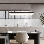 Modern Rectangular LED Pendant Light in Matte Black for Kitchen Island and Dining Room