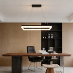 Modern Rectangular LED Pendant Light in Matte Black for Kitchen Island and Dining Room