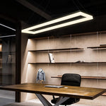 Modern Rectangular LED Pendant Light in Matte Black for Kitchen Island and Dining Room