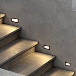 Recessed LED Step Light in Sand Gray Aluminum for Outdoor Stairs