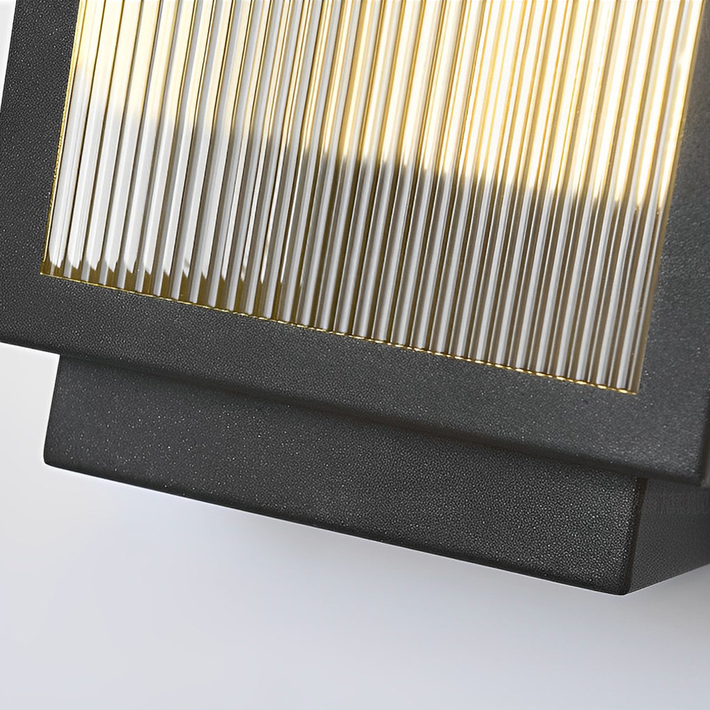 Modern Outdoor Wall Light in Black Stainless Steel with Rectangular LED Strip