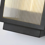 Modern Outdoor Wall Light in Black Stainless Steel with Rectangular LED Strip