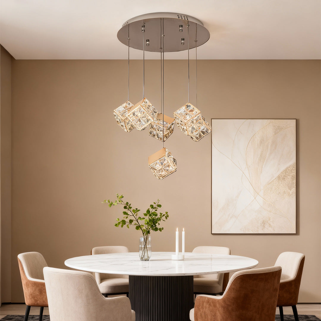 Rubik's Cube Crystal Chandelier – Modern LED Pendant Light