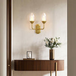 Luxury Dual Head Glass Wall Sconce in Solid Copper
