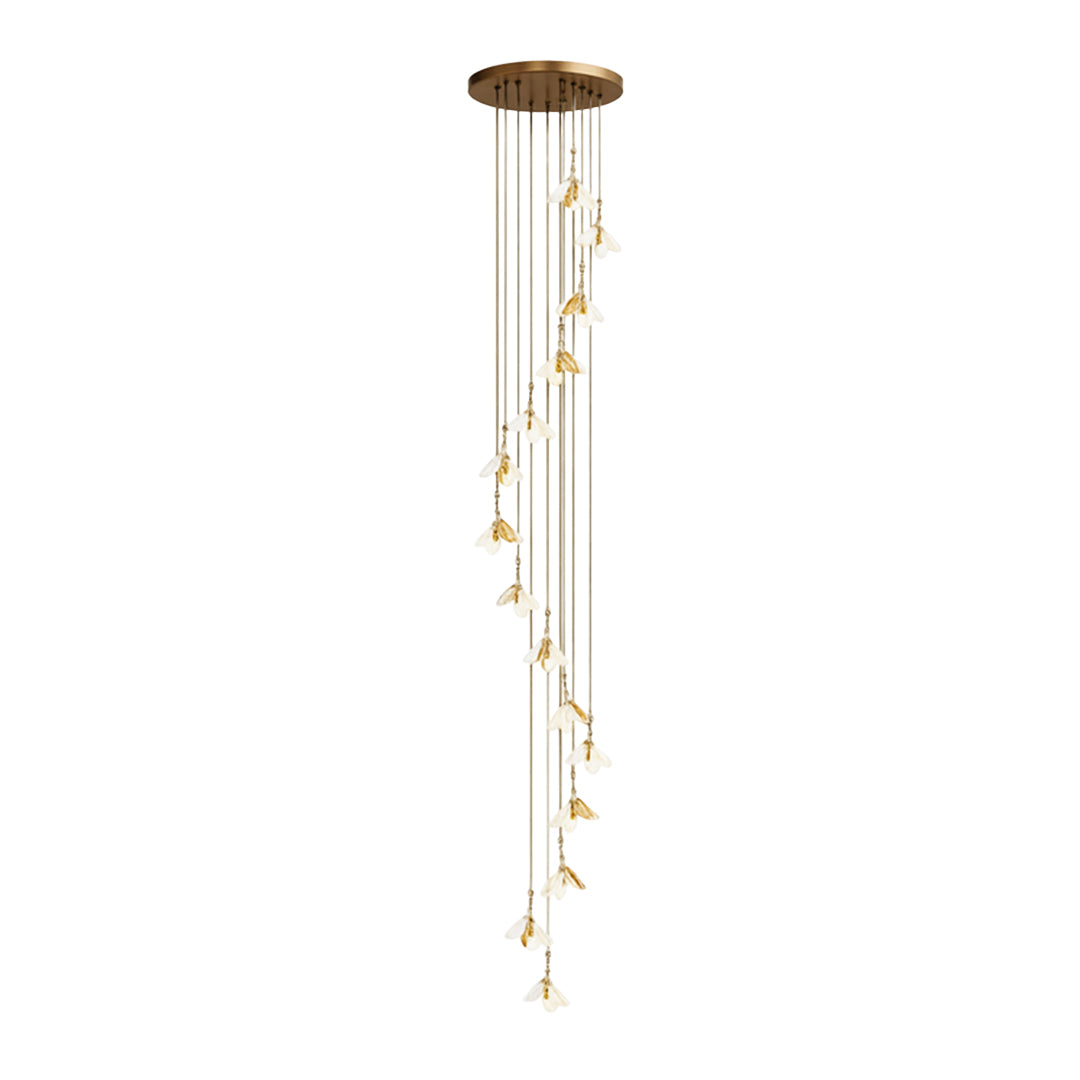 Artisan Ceramic Flower Chandelier for Staircases and Grand Interiors
