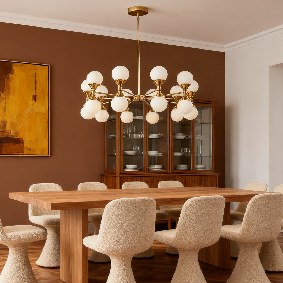 Nordic Bubble Glass Chandelier in Polished Copper with Clear Glass Shades