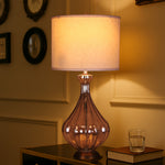Sculptural Glass Table Lamp with Linen Shade for Refined Interiors